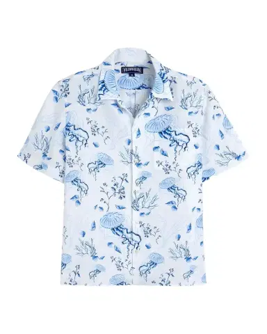Vilebrequin Men's Linen Medusa Shells Camp Shirt | Thumbnail 1 Vilebrequin Men's Linen Medusa Shells Camp Shirt | Thumbnail 1