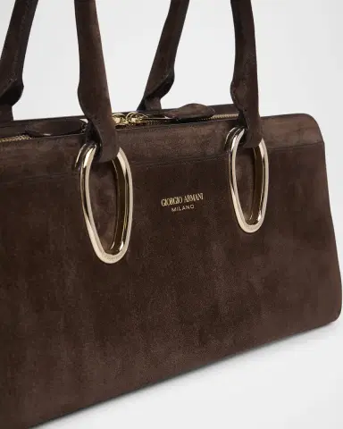 Giorgio Armani Ring-Embellished Suede Top-Handle Bag | Thumbnail 7 Giorgio Armani Ring-Embellished Suede Top-Handle Bag | Thumbnail 7