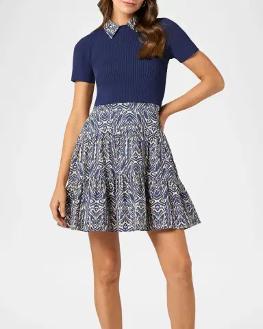 Shoshanna Lena Tiered Mixed Media Mini Dress | Thumbnail 2 Shoshanna Lena Tiered Mixed Media Mini Dress | Thumbnail 2