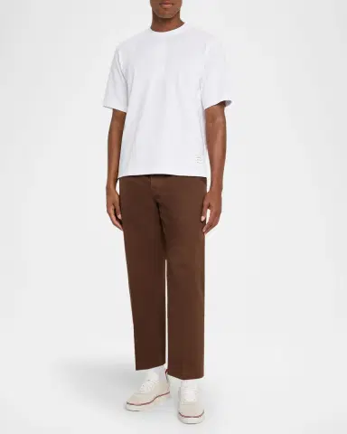 Thom Browne Men's Cotton Stripe-Trim Crewneck T-Shirt | Thumbnail 2 Thom Browne Men's Cotton Stripe-Trim Crewneck T-Shirt | Thumbnail 2