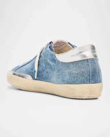 Golden Goose Super-Star Denim Glitter-Star Low-Top Sneakers | Thumbnail 3 Golden Goose Super-Star Denim Glitter-Star Low-Top Sneakers | Thumbnail 3