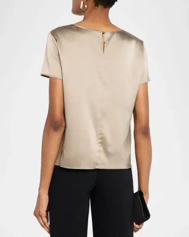 Emporio Armani Short-Sleeve Crewneck Satin Tee | Thumbnail 3 Emporio Armani Short-Sleeve Crewneck Satin Tee | Thumbnail 3