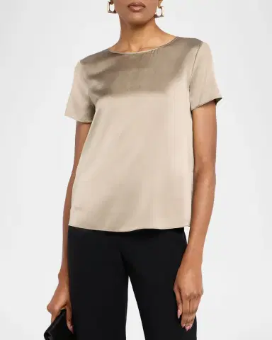 Emporio Armani Short-Sleeve Crewneck Satin Tee | Thumbnail 4 Emporio Armani Short-Sleeve Crewneck Satin Tee | Thumbnail 4