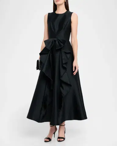 Shoshanna Leo Bow-Front Pebble Mikado Maxi Dress | Thumbnail 3 Shoshanna Leo Bow-Front Pebble Mikado Maxi Dress | Thumbnail 3