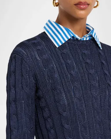 Ralph Lauren Collection Cable-Knit Silk Crewneck Sweater | Thumbnail 5 Ralph Lauren Collection Cable-Knit Silk Crewneck Sweater | Thumbnail 5