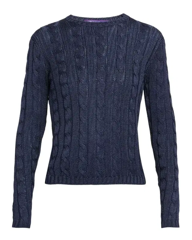 Cable-Knit Silk Crewneck Sweater Cable-Knit Silk Crewneck Sweater