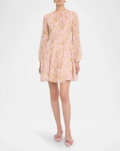 Giambattista Valli Floral Georgette Long-Sleeve Mini Dress | Thumbnail 2 Giambattista Valli Floral Georgette Long-Sleeve Mini Dress | Thumbnail 2