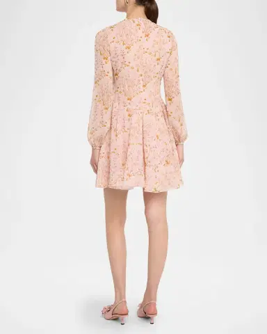 Giambattista Valli Floral Georgette Long-Sleeve Mini Dress | Thumbnail 3 Giambattista Valli Floral Georgette Long-Sleeve Mini Dress | Thumbnail 3