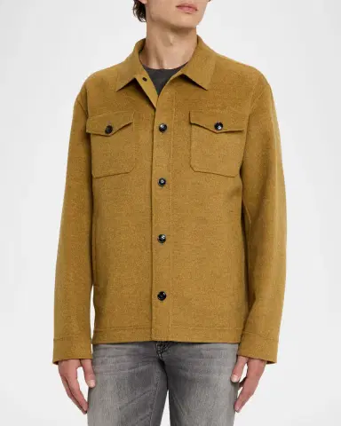 Kiton Men's Wool and Cashmere Two-Pocket Overshirt | Thumbnail 4 Kiton Men's Wool and Cashmere Two-Pocket Overshirt | Thumbnail 4