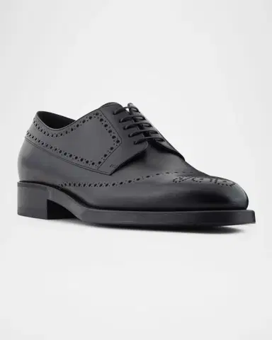 Giorgio Armani Men's Leather Brogue Derby Shoes | Thumbnail 2 Giorgio Armani Men's Leather Brogue Derby Shoes | Thumbnail 2