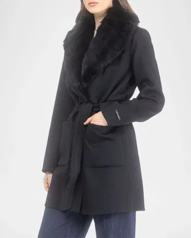 Gorski Belted Cashmere-Wool Stroller with Detachable Merinillo Lamb Shearling Collar | Thumbnail 7 Gorski Belted Cashmere-Wool Stroller with Detachable Merinillo Lamb Shearling Collar | Thumbnail 7