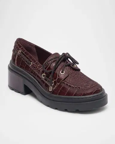 Bernardo Nico Croc-Embossed Leather Lug-Sole Boat Loafers | Thumbnail 2 Bernardo Nico Croc-Embossed Leather Lug-Sole Boat Loafers | Thumbnail 2