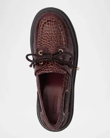 Bernardo Nico Croc-Embossed Leather Lug-Sole Boat Loafers | Thumbnail 3 Bernardo Nico Croc-Embossed Leather Lug-Sole Boat Loafers | Thumbnail 3