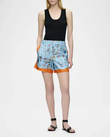 CALLAS MILANO Juvia Seashell-Print Silk Shorts | Thumbnail 2 CALLAS MILANO Juvia Seashell-Print Silk Shorts | Thumbnail 2