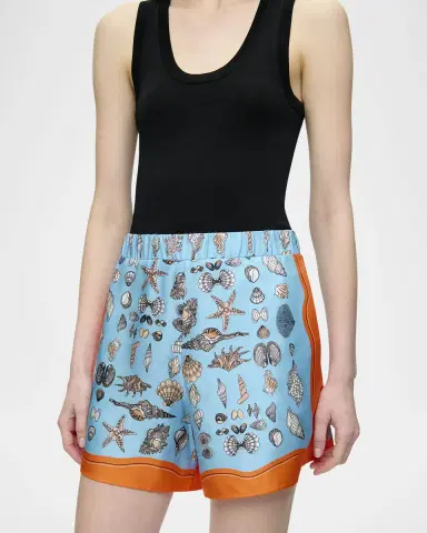 CALLAS MILANO Juvia Seashell-Print Silk Shorts | Thumbnail 4 CALLAS MILANO Juvia Seashell-Print Silk Shorts | Thumbnail 4