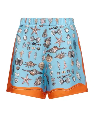 CALLAS MILANO Juvia Seashell-Print Silk Shorts | Thumbnail 1 CALLAS MILANO Juvia Seashell-Print Silk Shorts | Thumbnail 1