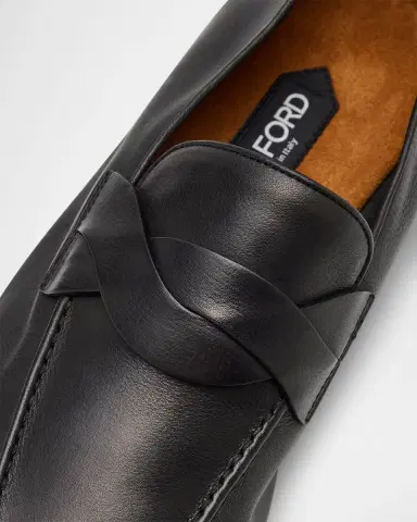 Tom Ford Men's Gigi Leather Twisted-Band Penny Loafers | Thumbnail 5 Tom Ford Men's Gigi Leather Twisted-Band Penny Loafers | Thumbnail 5