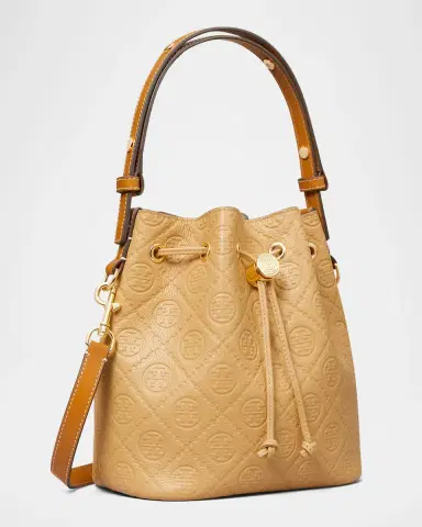 Tory Burch T Monogram Soft Pebbled Bucket Bag | Thumbnail 3 Tory Burch T Monogram Soft Pebbled Bucket Bag | Thumbnail 3