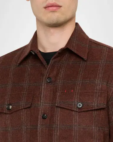 Isaia Men's Wool and Cashmere Windowpane Check Overshirt | Thumbnail 5 Isaia Men's Wool and Cashmere Windowpane Check Overshirt | Thumbnail 5