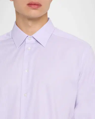 Emporio Armani Men's Cotton Micro-Texture Point Collar Dress Shirt | Thumbnail 4 Emporio Armani Men's Cotton Micro-Texture Point Collar Dress Shirt | Thumbnail 4