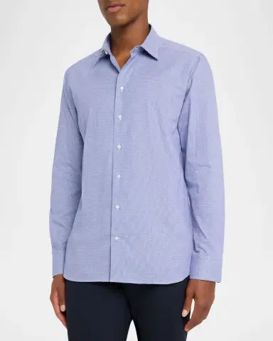 Emporio Armani Men's Cotton Micro-Houndstooth Classic Fit Sport Shirt | Thumbnail 3 Emporio Armani Men's Cotton Micro-Houndstooth Classic Fit Sport Shirt | Thumbnail 3