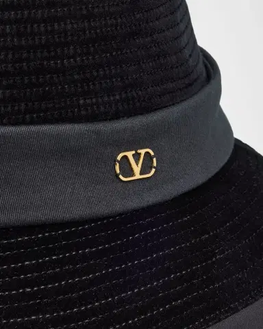 Valentino Garavani VLogo Signature Cotton Fedora Hat | Thumbnail 2 Valentino Garavani VLogo Signature Cotton Fedora Hat | Thumbnail 2