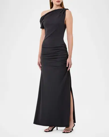 NICHOLAS Selma Ruched One-Shoulder Gown | Thumbnail 4 NICHOLAS Selma Ruched One-Shoulder Gown | Thumbnail 4