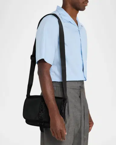 MOSCHINO Men's Carry Me Cordura Nylon Flap Crossbody Bag | Thumbnail 2 MOSCHINO Men's Carry Me Cordura Nylon Flap Crossbody Bag | Thumbnail 2
