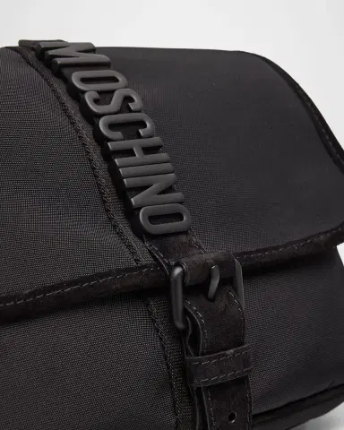 MOSCHINO Men's Carry Me Cordura Nylon Flap Crossbody Bag | Thumbnail 6 MOSCHINO Men's Carry Me Cordura Nylon Flap Crossbody Bag | Thumbnail 6