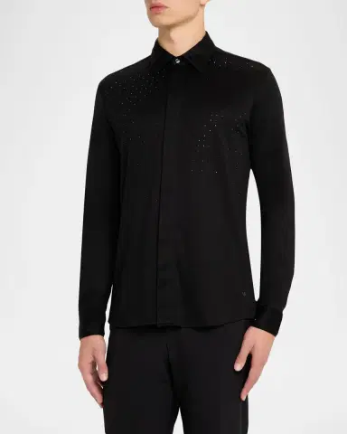 Emporio Armani Men's Clubwear Slim-Fit Tonal Rhinestone Dress Shirt | Thumbnail 3 Emporio Armani Men's Clubwear Slim-Fit Tonal Rhinestone Dress Shirt | Thumbnail 3