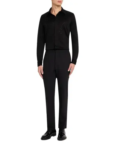 Emporio Armani Men's Clubwear Slim-Fit Tonal Rhinestone Dress Shirt | Thumbnail 1 Emporio Armani Men's Clubwear Slim-Fit Tonal Rhinestone Dress Shirt | Thumbnail 1