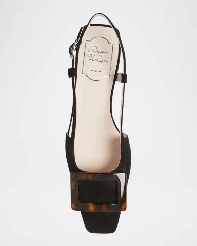 Roger Vivier Belle Vivier Suede Turtle Slingback Pumps | Thumbnail 4 Roger Vivier Belle Vivier Suede Turtle Slingback Pumps | Thumbnail 4