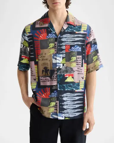 Scotch & Soda Men's Relaxed-Fit Tencel Graphic Short-Sleeve Shirt | Thumbnail 4 Scotch & Soda Men's Relaxed-Fit Tencel Graphic Short-Sleeve Shirt | Thumbnail 4