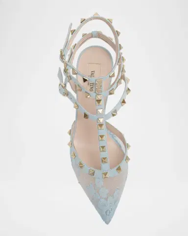 Valentino Garavani 65mm Rockstud Lace Ankle-Strap Pumps | Thumbnail 4 Valentino Garavani 65mm Rockstud Lace Ankle-Strap Pumps | Thumbnail 4