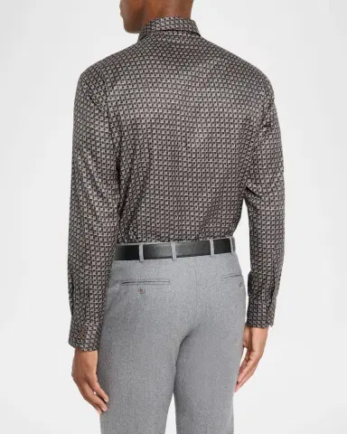 Brioni Men's Geo Print Button Down Shirt | Thumbnail 2 Brioni Men's Geo Print Button Down Shirt | Thumbnail 2