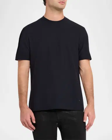 Emporio Armani Men's Tonal Basketweave Crewneck T-Shirt | Thumbnail 3 Emporio Armani Men's Tonal Basketweave Crewneck T-Shirt | Thumbnail 3