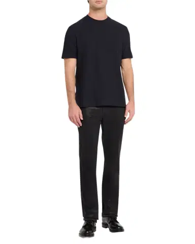 Emporio Armani Men's Tonal Basketweave Crewneck T-Shirt | Thumbnail 1 Emporio Armani Men's Tonal Basketweave Crewneck T-Shirt | Thumbnail 1