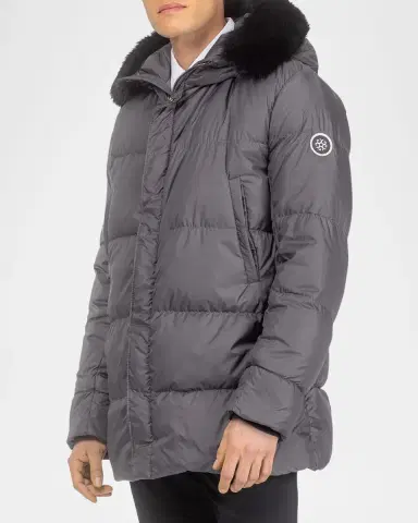 Gorski Men's Apres-Ski Jacket With Detachable Toscana Lamb Shearling Hood Trim | Thumbnail 6 Gorski Men's Apres-Ski Jacket With Detachable Toscana Lamb Shearling Hood Trim | Thumbnail 6
