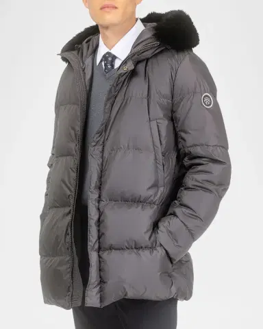Gorski Men's Apres-Ski Jacket With Detachable Toscana Lamb Shearling Hood Trim | Thumbnail 7 Gorski Men's Apres-Ski Jacket With Detachable Toscana Lamb Shearling Hood Trim | Thumbnail 7