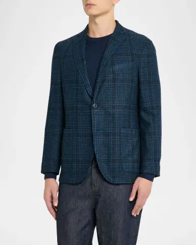 Boglioli Men's Plaid Wool-Blend Two-Button Blazer | Thumbnail 4 Boglioli Men's Plaid Wool-Blend Two-Button Blazer | Thumbnail 4