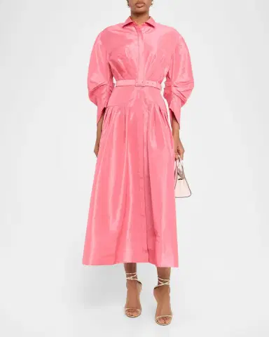 Rebecca Vallance Maple Pleated Taffeta Midi Shirtdress | Thumbnail 2 Rebecca Vallance Maple Pleated Taffeta Midi Shirtdress | Thumbnail 2