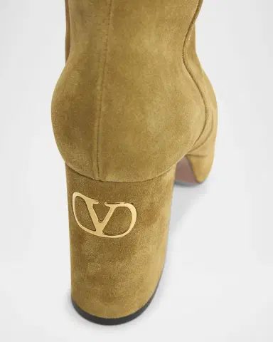 Valentino Garavani 90mm VLogo Suede Platform Ankle Boots | Thumbnail 3 Valentino Garavani 90mm VLogo Suede Platform Ankle Boots | Thumbnail 3