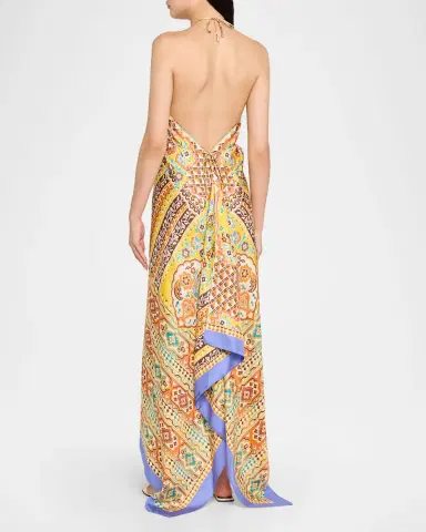 Etro Printed Silk Halter Maxi Dress | Thumbnail 3 Etro Printed Silk Halter Maxi Dress | Thumbnail 3