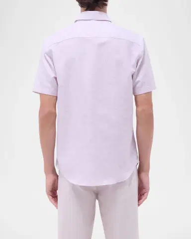 Bugatchi Men 's Orson Cotton and Linen Palm Short-Sleeve Shirt | Thumbnail 2 Bugatchi Men 's Orson Cotton and Linen Palm Short-Sleeve Shirt | Thumbnail 2
