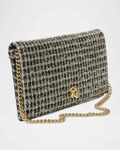 MICHELLE WILHITE Eloise Flap Fringe Grid Clutch Bag | Thumbnail 3 MICHELLE WILHITE Eloise Flap Fringe Grid Clutch Bag | Thumbnail 3