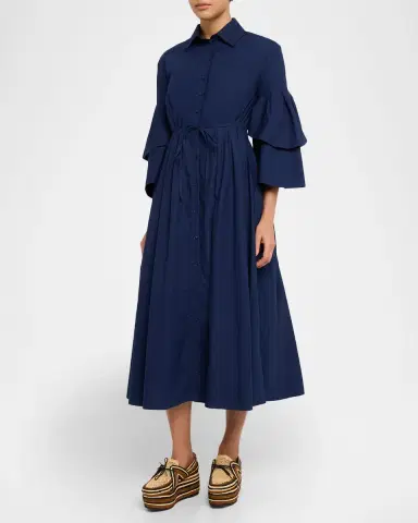 Rosie Assoulin Fiesta Ruffle-Sleeve Midi Shirtdress | Thumbnail 4 Rosie Assoulin Fiesta Ruffle-Sleeve Midi Shirtdress | Thumbnail 4