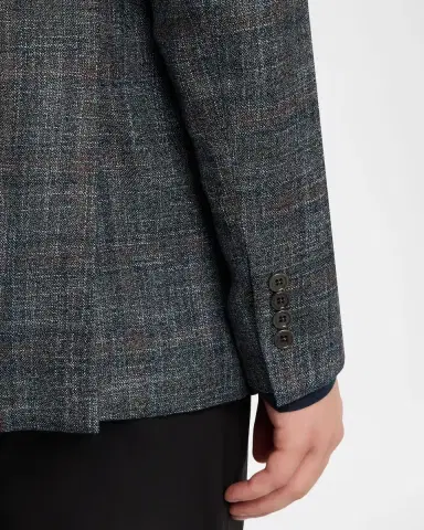 Emporio Armani Men's G Line Blurred Plaid Wool Sports Jacket | Thumbnail 8 Emporio Armani Men's G Line Blurred Plaid Wool Sports Jacket | Thumbnail 8