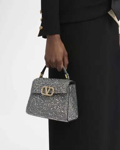 Valentino Garavani VSling Mini Rhinestone Suede Top-Handle Bag | Thumbnail 2 Valentino Garavani VSling Mini Rhinestone Suede Top-Handle Bag | Thumbnail 2