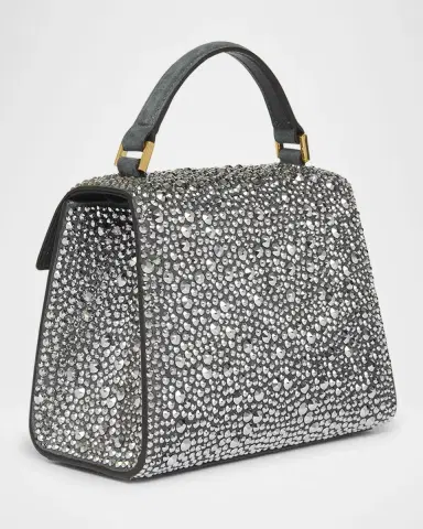 Valentino Garavani VSling Mini Rhinestone Suede Top-Handle Bag | Thumbnail 3 Valentino Garavani VSling Mini Rhinestone Suede Top-Handle Bag | Thumbnail 3