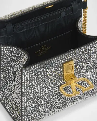 Valentino Garavani VSling Mini Rhinestone Suede Top-Handle Bag | Thumbnail 4 Valentino Garavani VSling Mini Rhinestone Suede Top-Handle Bag | Thumbnail 4